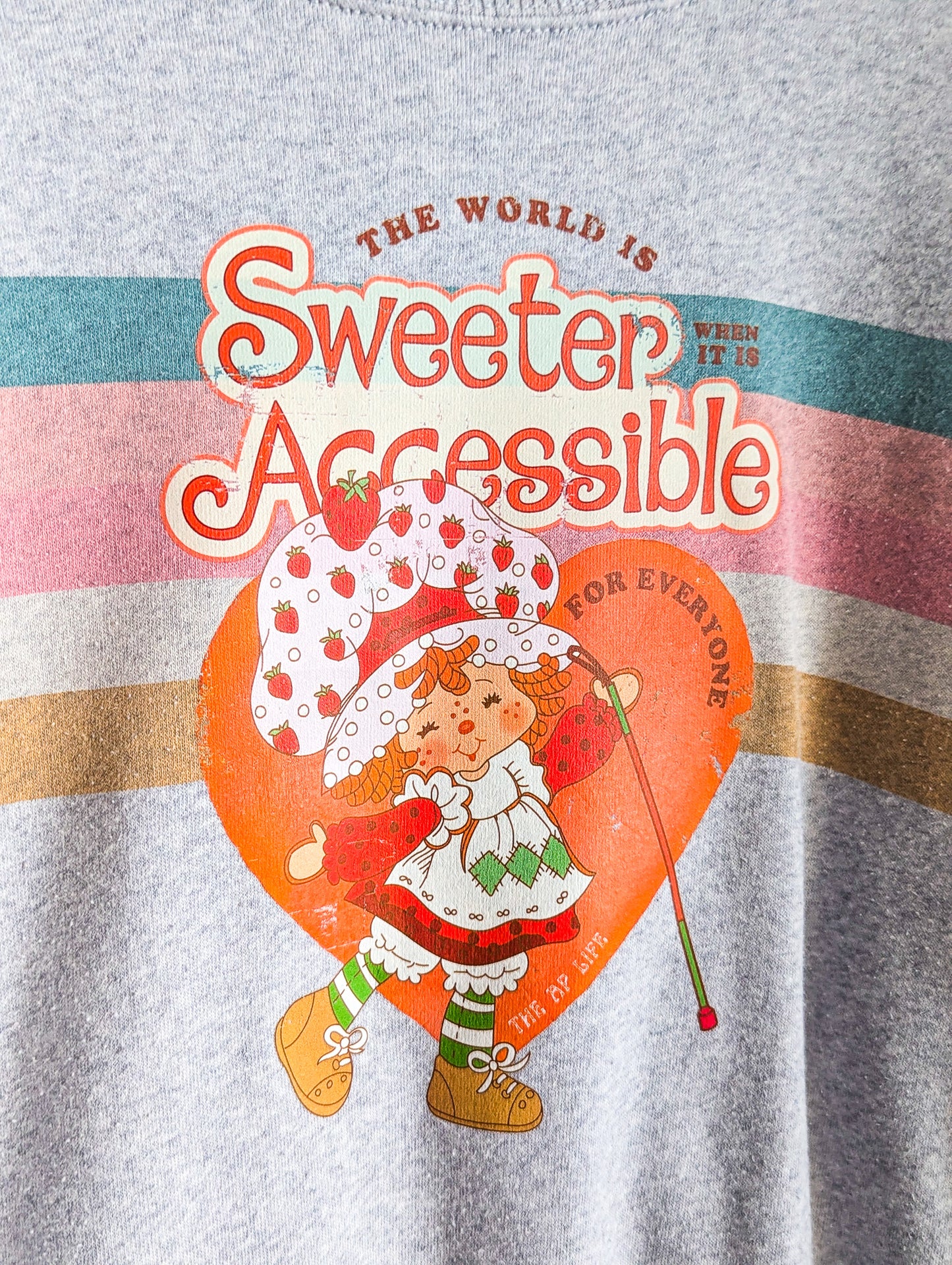 The World is Sweeter When it is Accessible for Everyone - Women's Striped Sweatshirt (S) - Repurposed Rebels