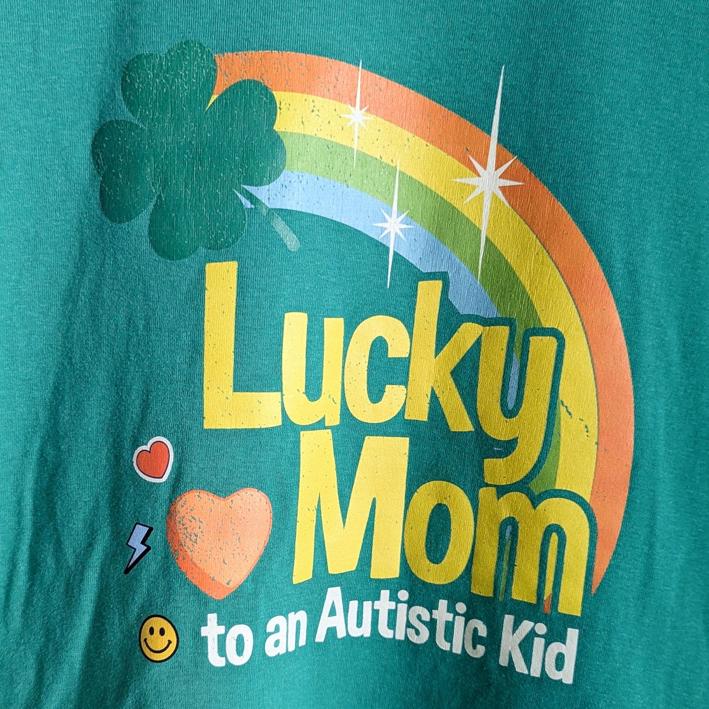Lucky Mom to an Autistic Kids - Women's Fitted Ringer Tee (L) - Repurposed Rebels