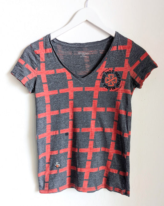 Red Hot Reppin' Mama - Autism Love, Give it Away - Women's V-Neck Fitted Tee (XS) - Repurposed Rebels