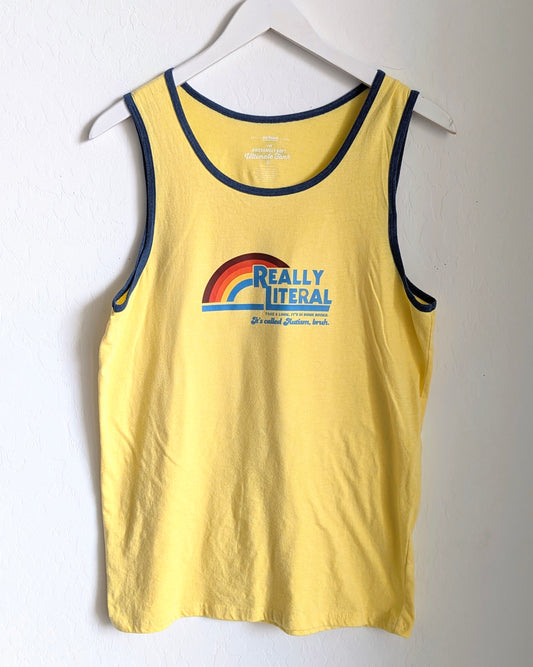 Really Literal - Adult Unisex Ringer Raglan Tank Top (M) - Repurposed Rebels