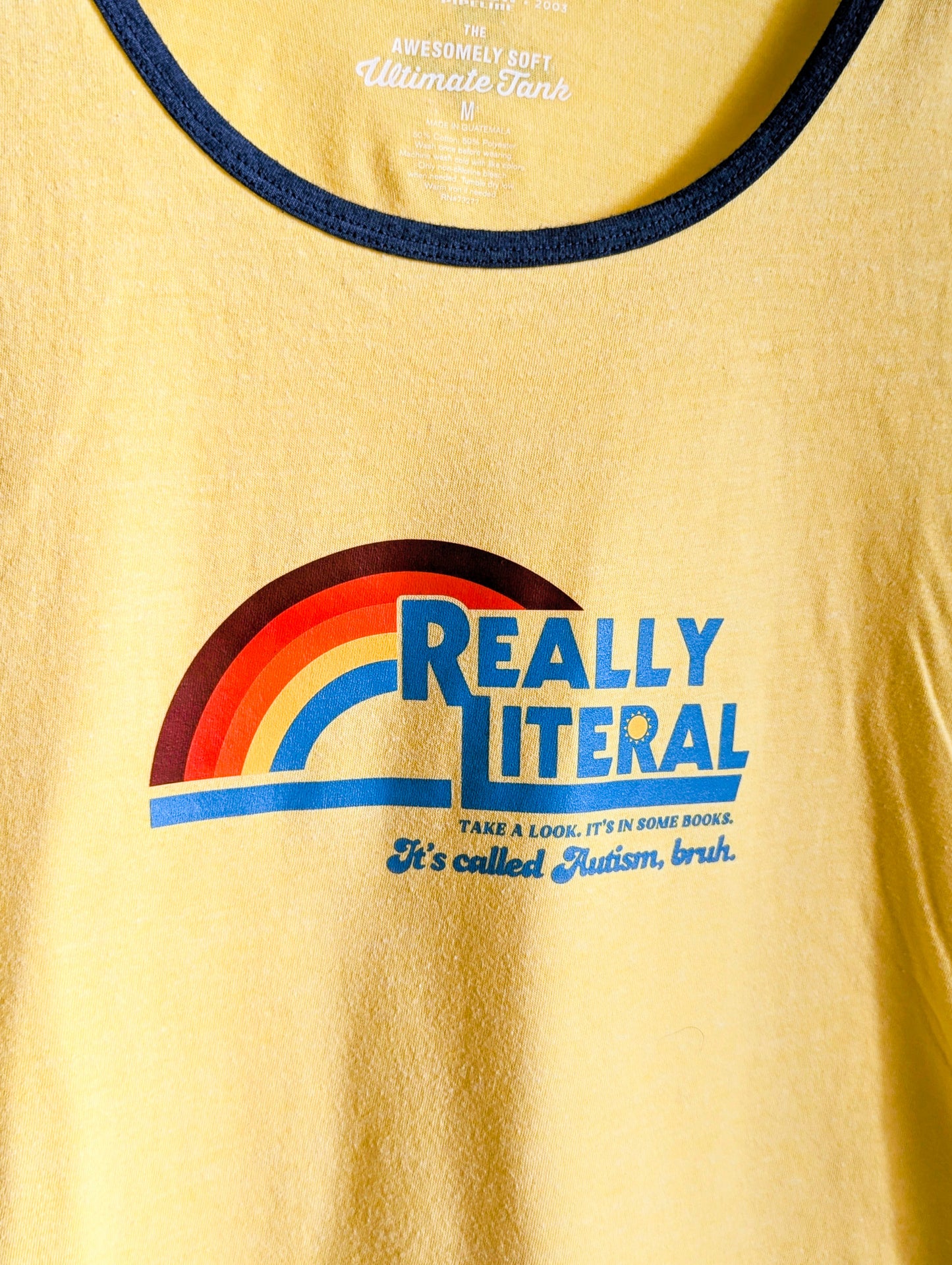 Really Literal - Adult Unisex Ringer Raglan Tank Top (M) - Repurposed Rebels