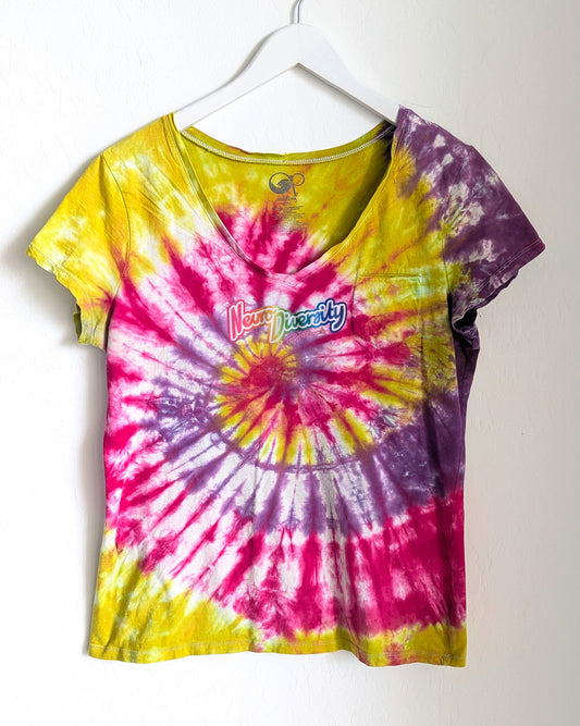 Neurodiversity is Biodiversity - Women's XXL V-Neck Tie-Dye Tee - Repurposed Rebels