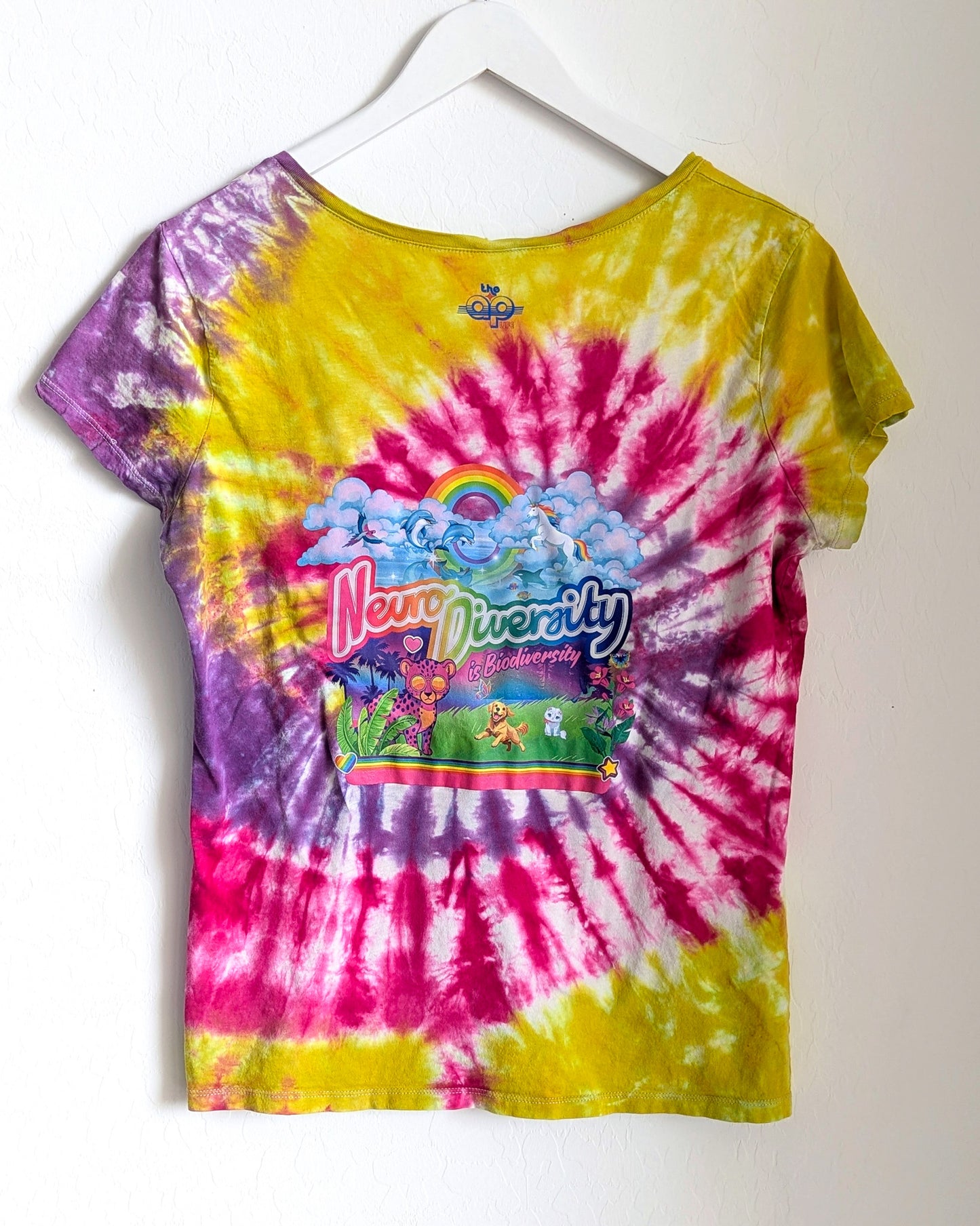 Neurodiversity is Biodiversity - Women's XXL V-Neck Tie-Dye Tee - Repurposed Rebels