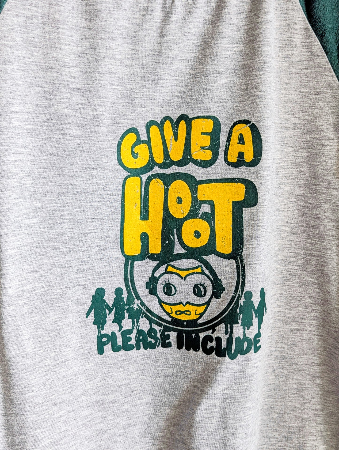 Give a Hoot, Please Include - Women's Colorblock Ringer Tee (S) - Repurposed Rebels