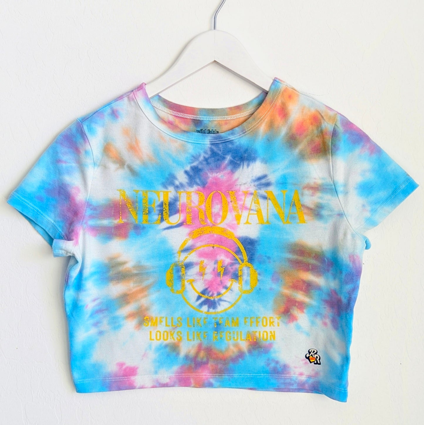 Neurovana - Smells Like Team Effort, Looks Like Regulation - Women's Boxy Cropped Tie-Dye Tee (M) - Repurposed Rebels