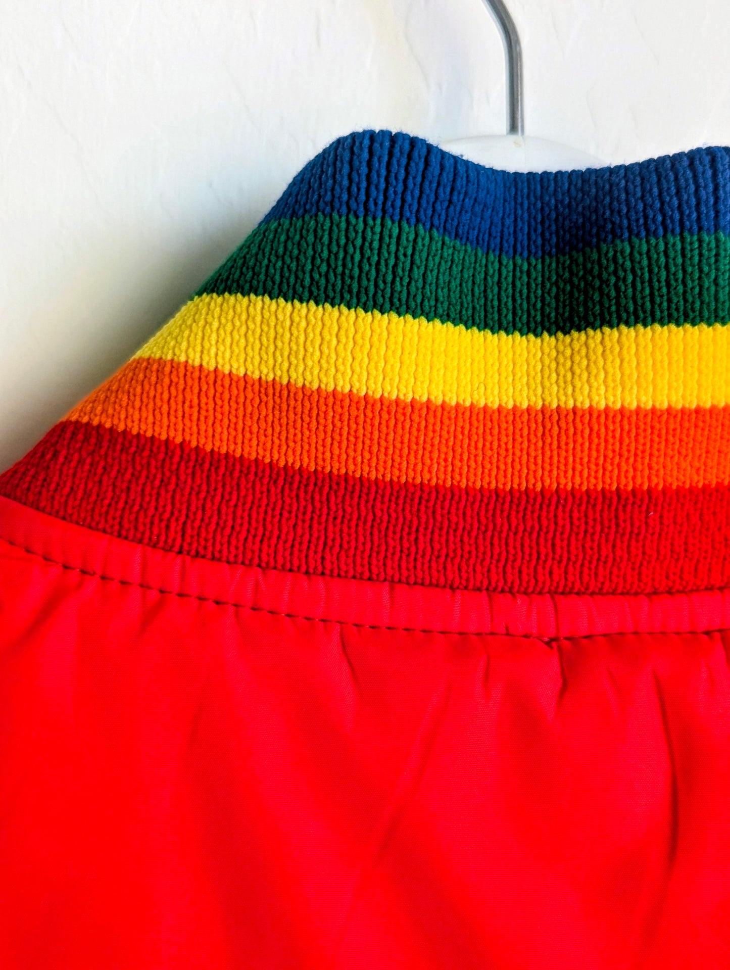 Reversible Rainbow Vest - Care About Disability Rights + Neurodiversity Spreads Color to the Earth - Adult Unisex (M) Puffer Vest - Repurposed Rebels
