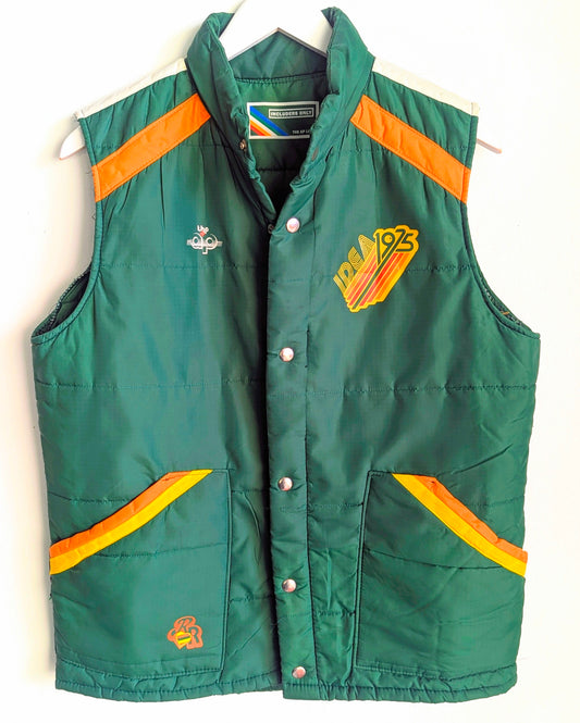 IDEA - 1975 - Adult Unisex (M) Dark Green Puffer Vest - Repurposed Rebels