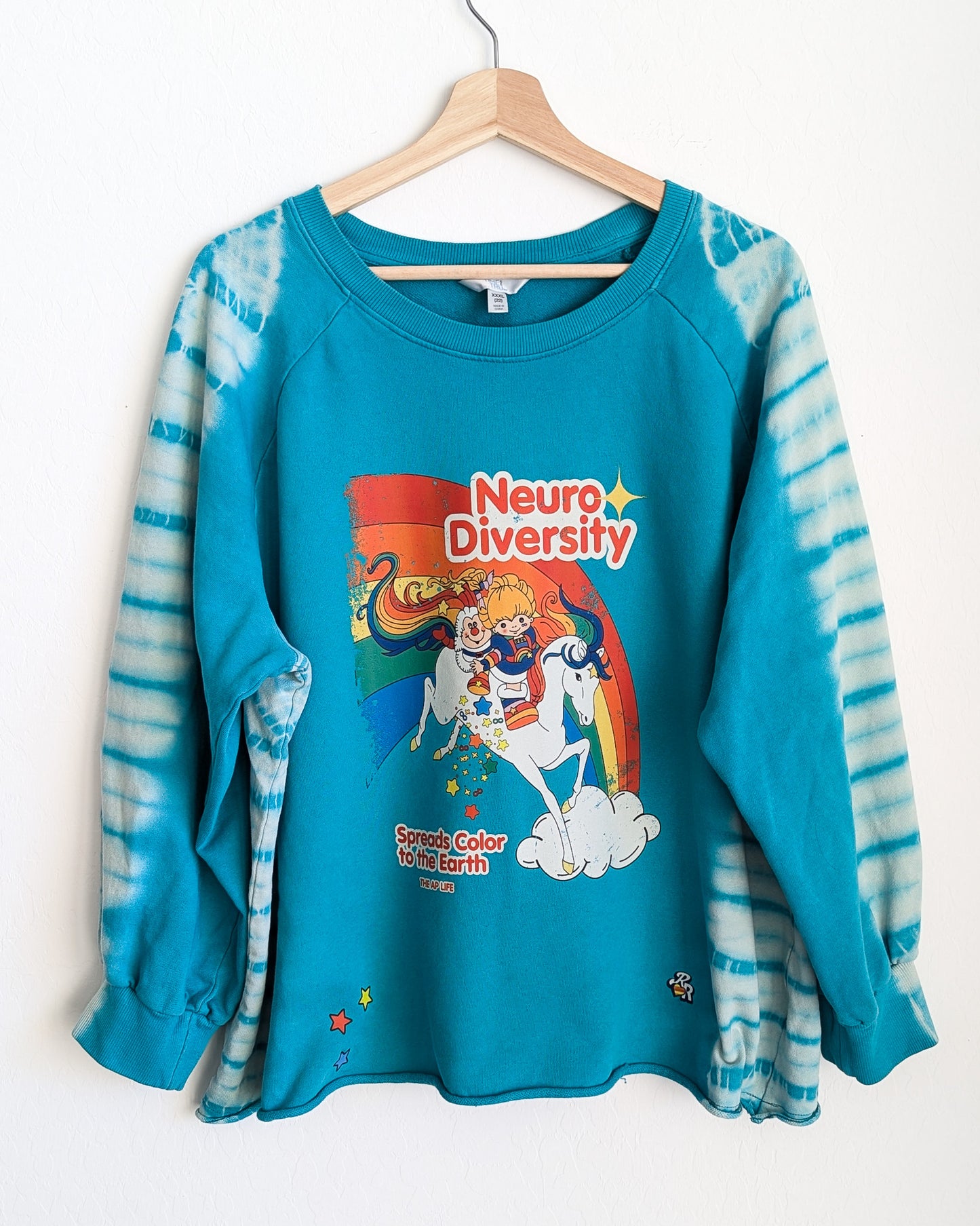 Neurodiversity Spreads Color to the Earth - Women's Teal Tie-Dye Sweatshirt (3XL) - Repurposed Rebels
