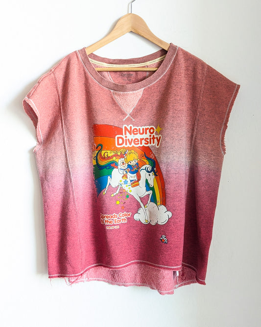 Neurodiversity Spreads Color to the Earth - Women's Oversized Sleeveless Sweatshirt (L)- Repurposed Rebels
