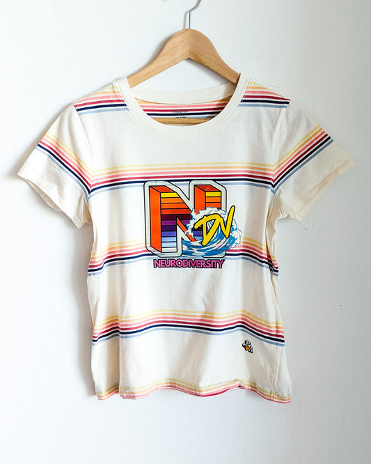 NDV - Neurodiversity - Women's Striped Tee (S) - Repurposed Rebels