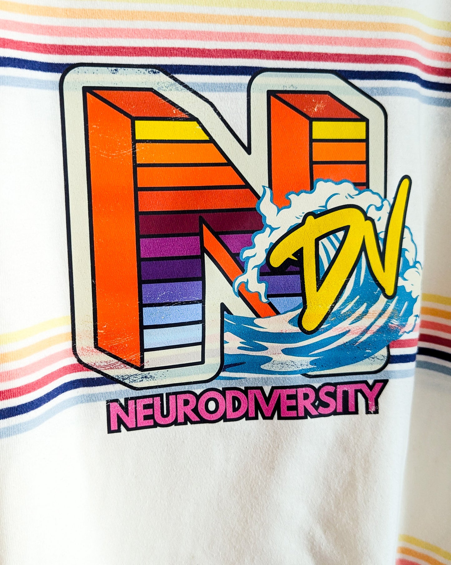 NDV - Neurodiversity - Women's Striped Tee (S) - Repurposed Rebels