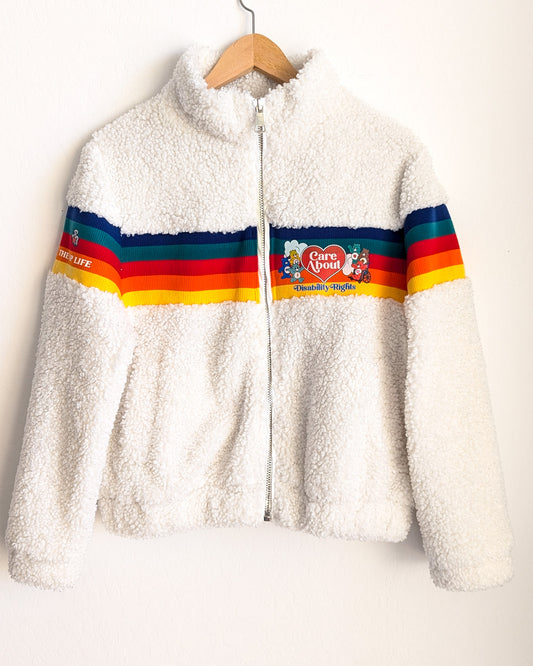Care About Disability Rights - Women's Sherpa & Rainbow Jacket (M) - Repurposed Rebels