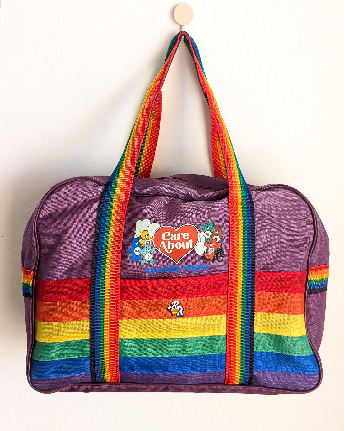 Care About Disability Rights - Vintage Rainbow Tote Bag - Repurposed Rebels