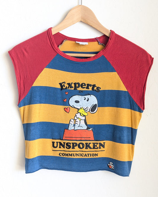 Experts in Unspoken Communication  - Women's Raw Hem Crop Top (S) - Repurposed Rebels