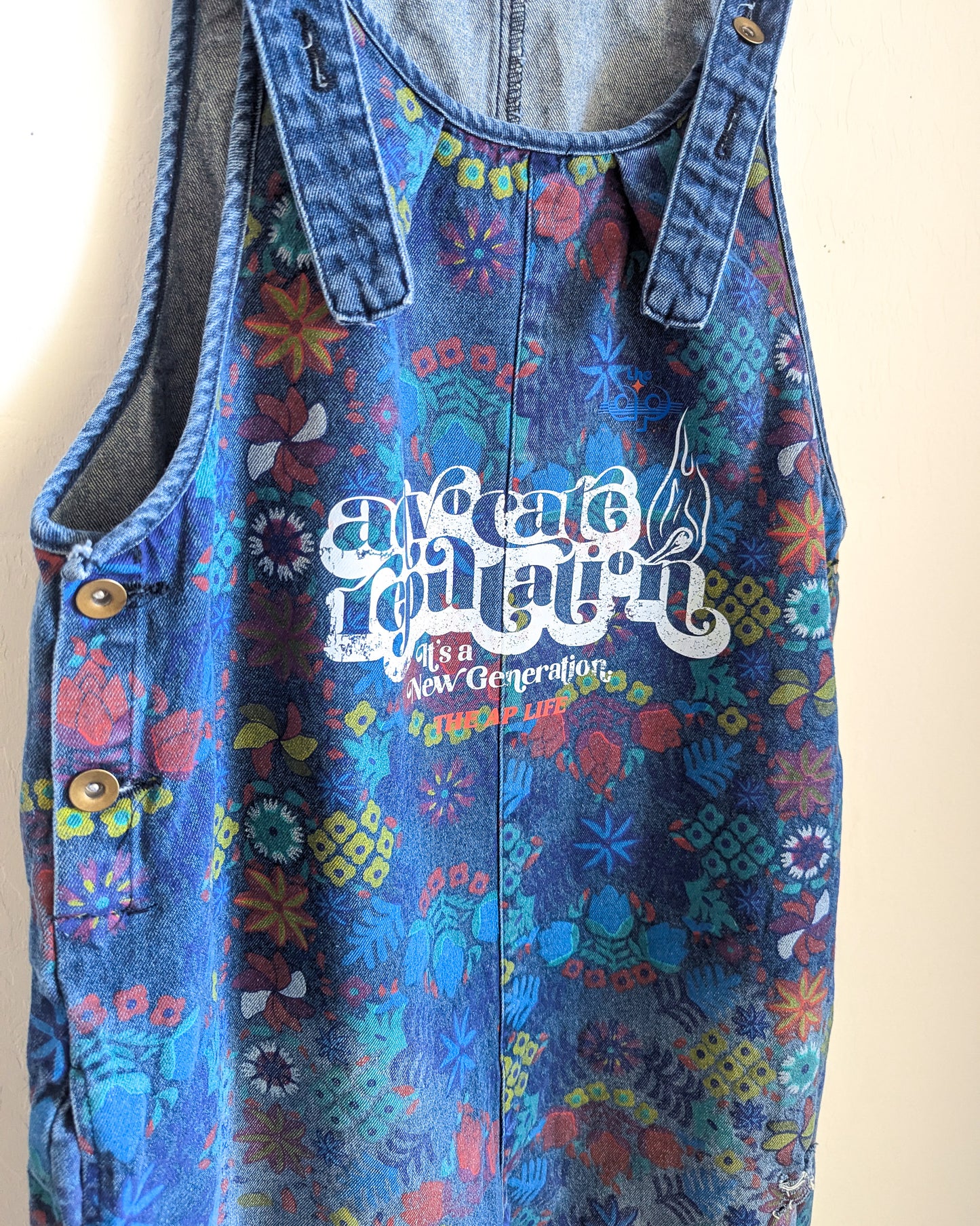 Advocate Reputation - It's a New Generation - Women's Painted Overalls/Denim Romper (M) - Repurposed Rebels