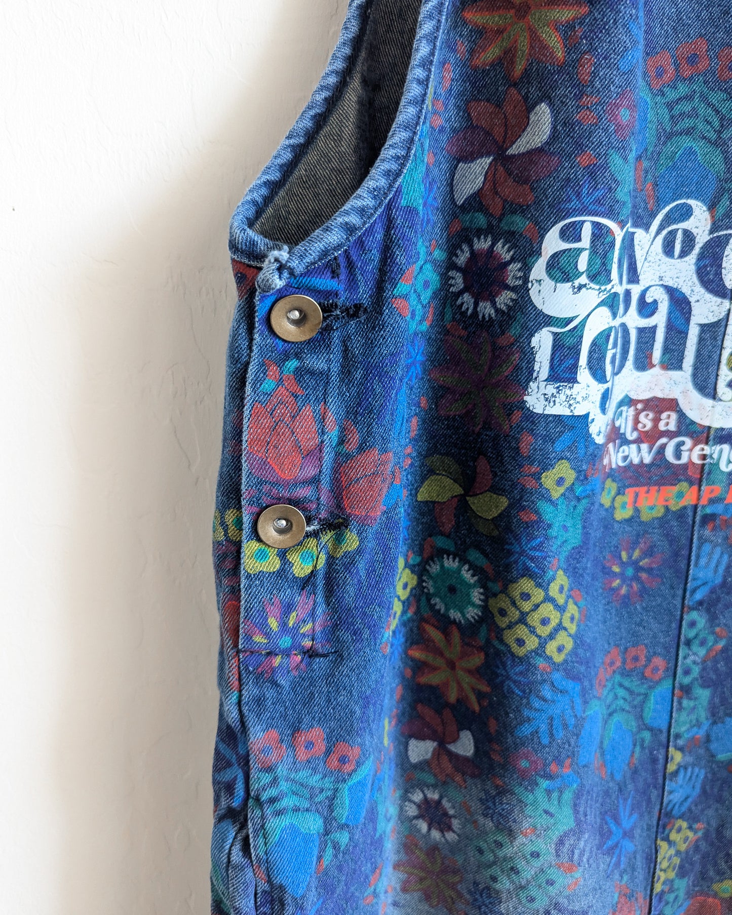 Advocate Reputation - It's a New Generation - Women's Painted Overalls/Denim Romper (M) - Repurposed Rebels
