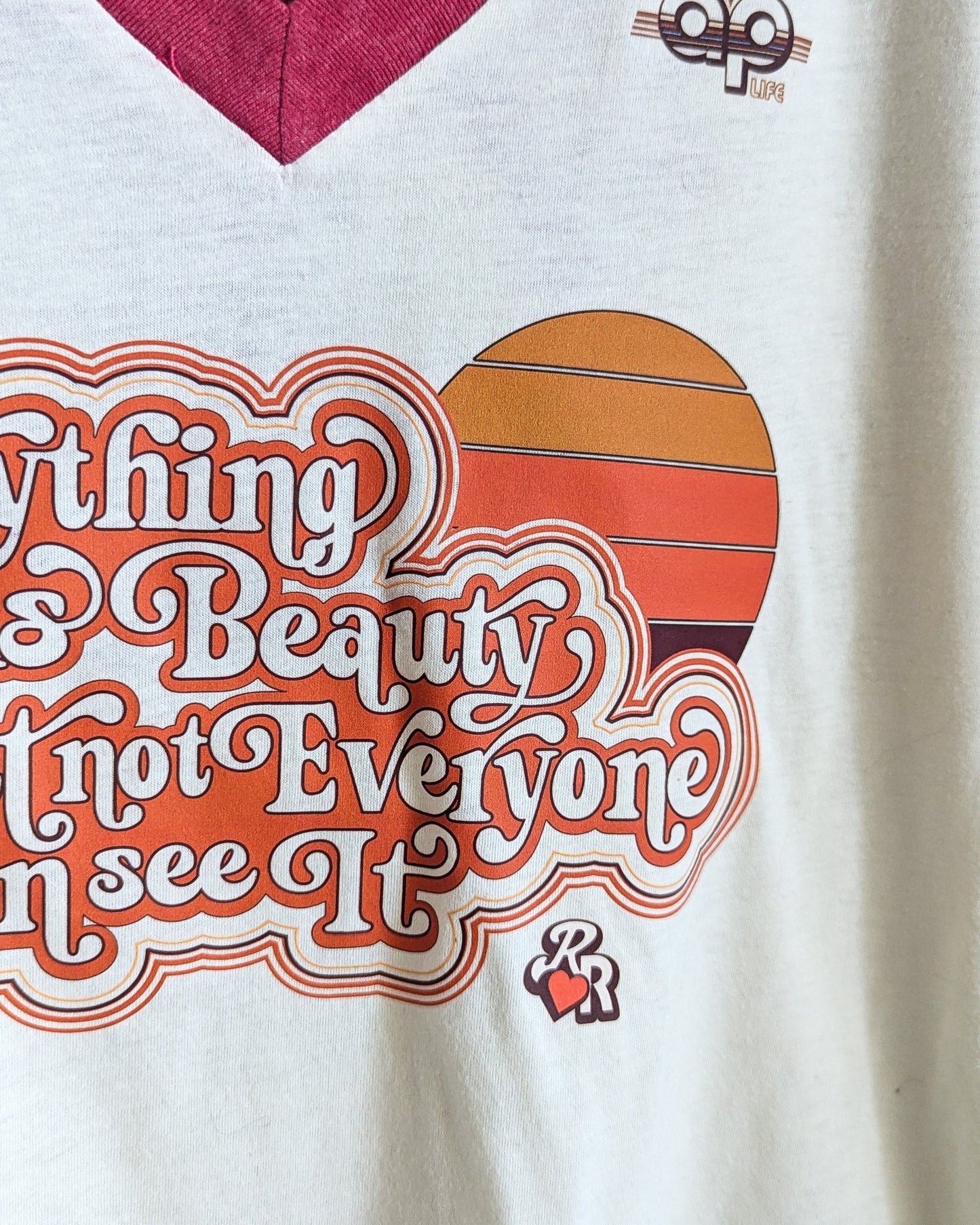 Everything Has Beauty/Come Together - Women's V-Neck Ringer Tee (XL) - Repurposed Rebels
