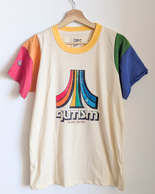 Autism - An Epic Spectrum - Adult Unisex Color Black Ringer Tee (S) - Repurposed Rebels