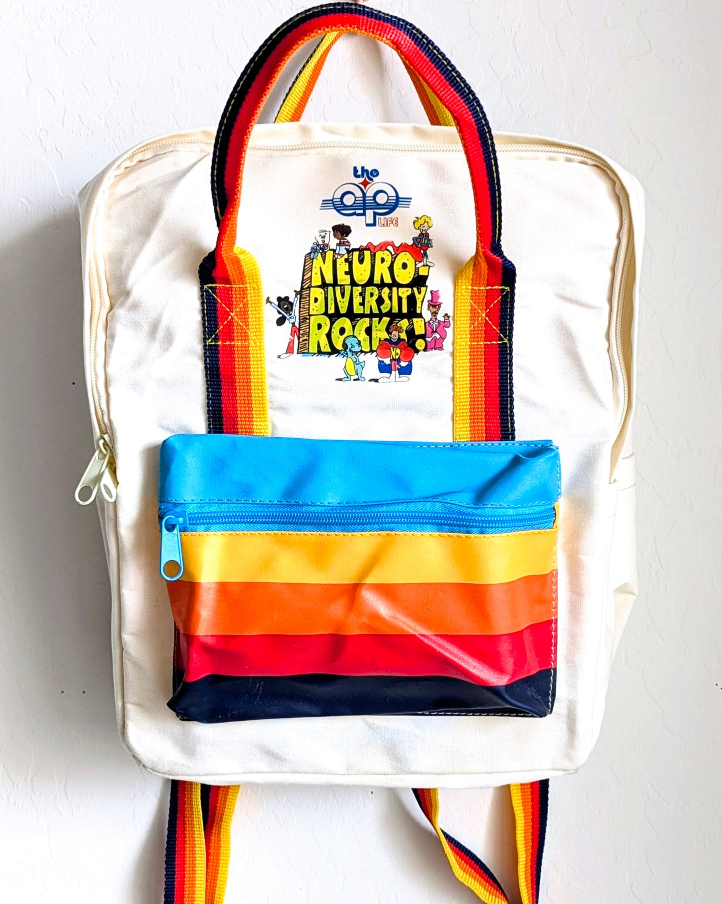 Neurodiversity - School House Rock Style - Small Backpack/Laptop Bag - Repurposed Rebels