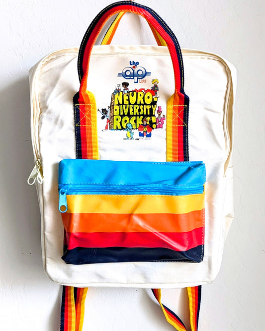 Neurodiversity - School House Rock Style - Small Backpack/Laptop Bag - Repurposed Rebels