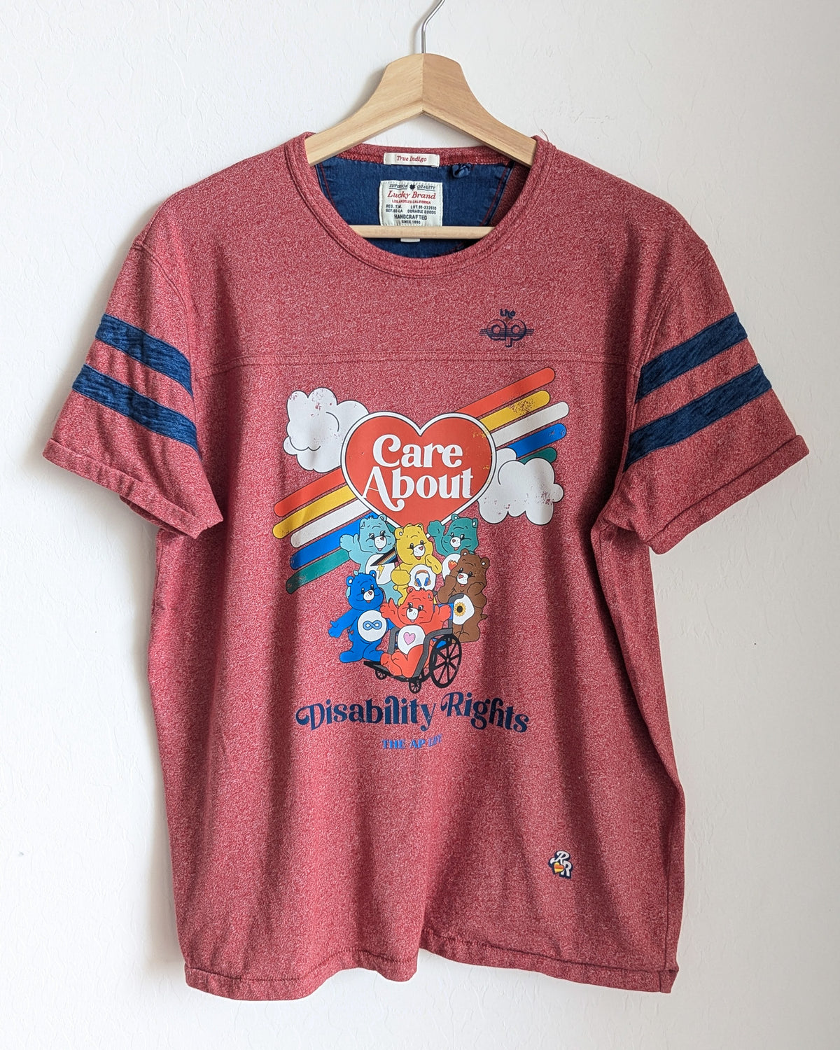 Care About Disability Rights - Adult Unisex Football Tee (L) - Repurposed Rebels