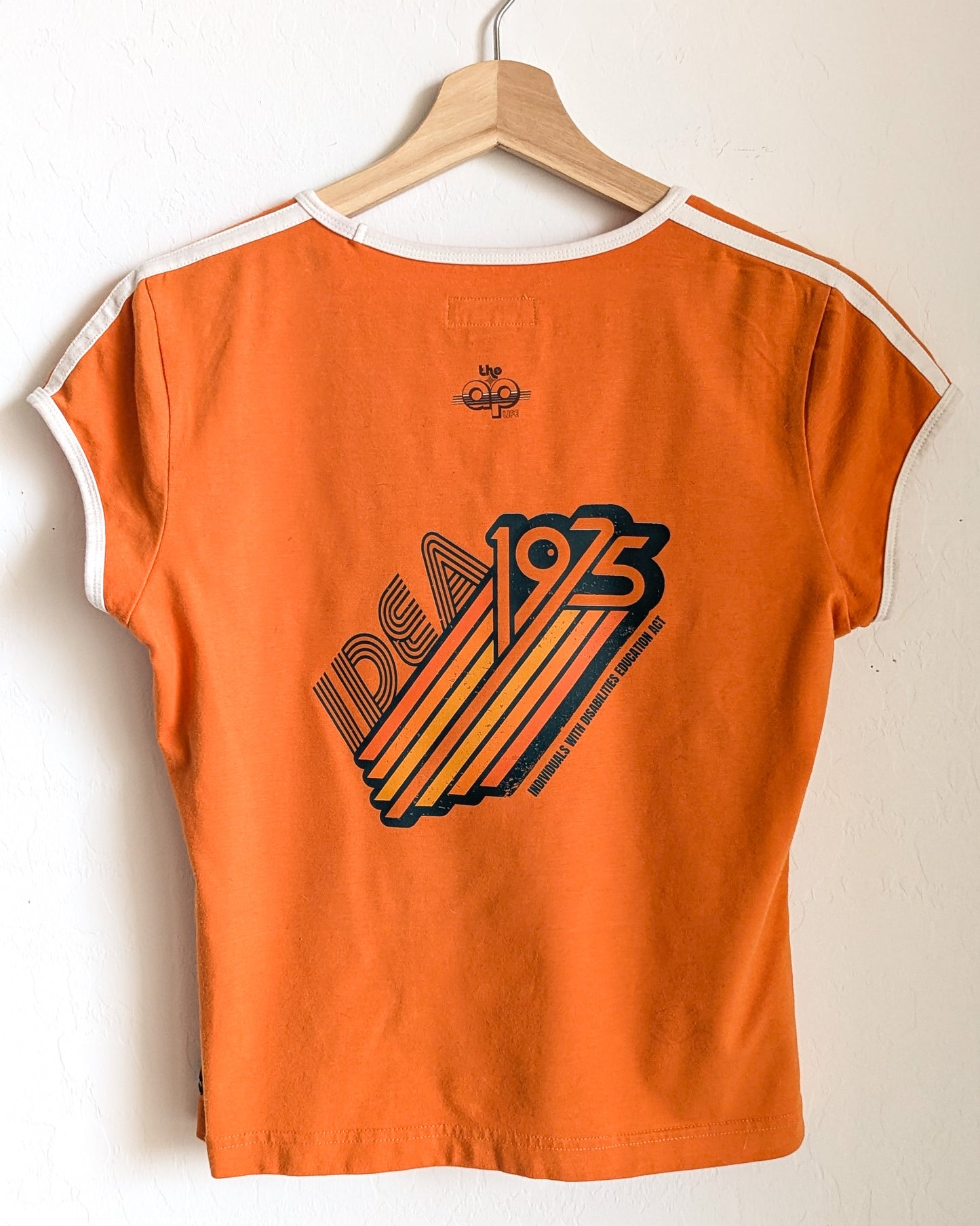 1975 IDEA - Individuals with Disabilities Education Act - Women's Fitted V-Neck Fitted Baby Tee (L) - Repurposed Rebels