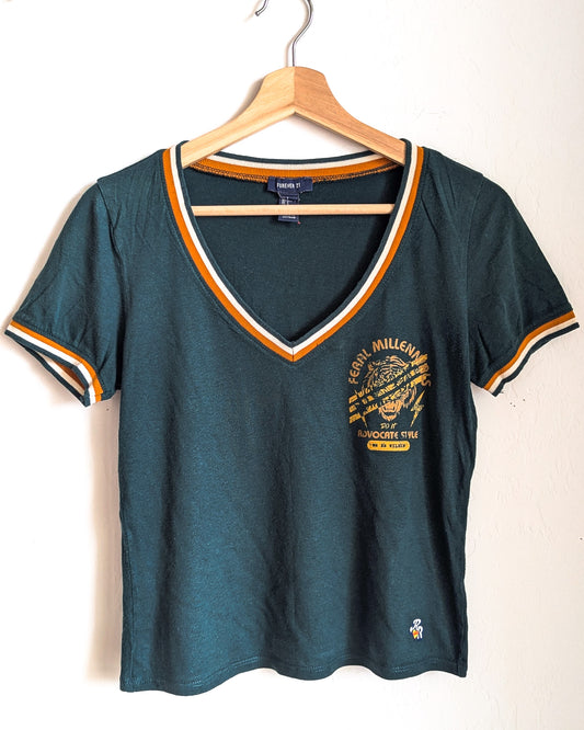 Feral Millennials Do It Advocate Style - Women's Fitted V-Neck Fitted Ringer Tee (S) - Repurposed Rebels