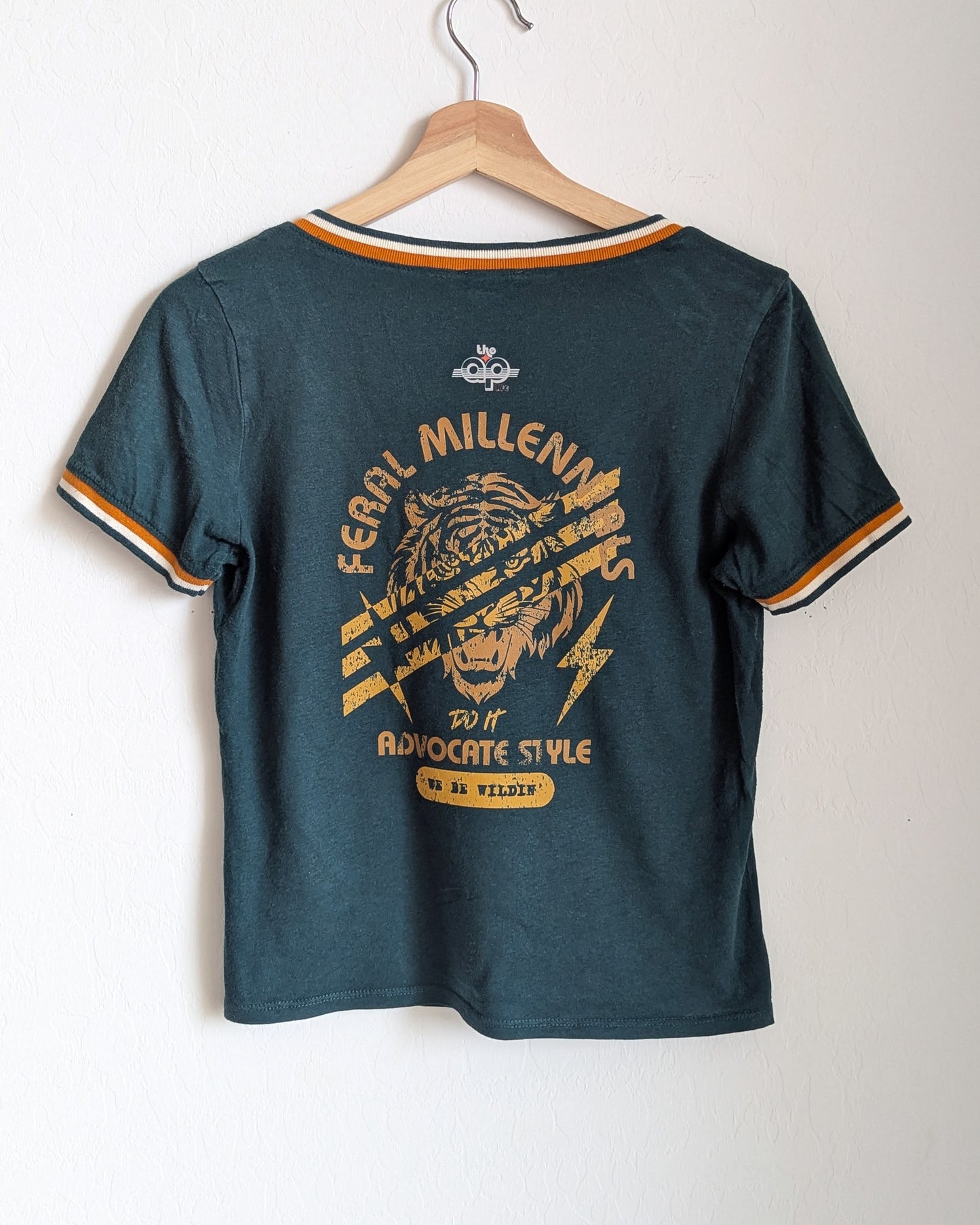 Feral Millennials Do It Advocate Style - Women's Fitted V-Neck Fitted Ringer Tee (S) - Repurposed Rebels