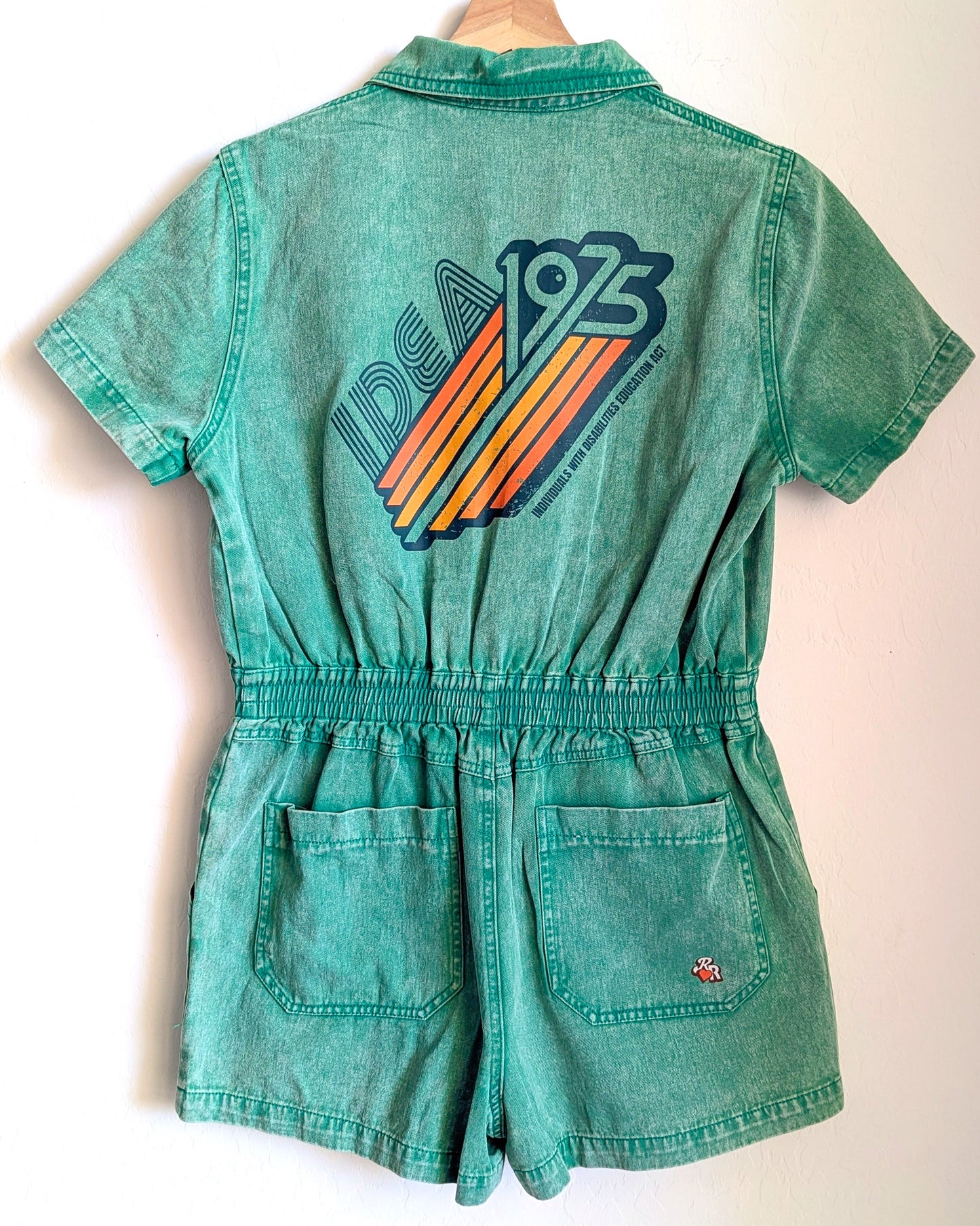 1975 IDEA - Individuals with Disabilities Education Act - Women's Denim Romper/Playsuit (L) - Repurposed Rebels