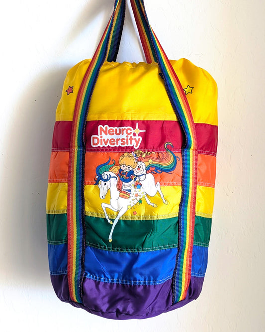 Neurodiversity - Vintage Insulated Rainbow Bag - Repurposed Rebels
