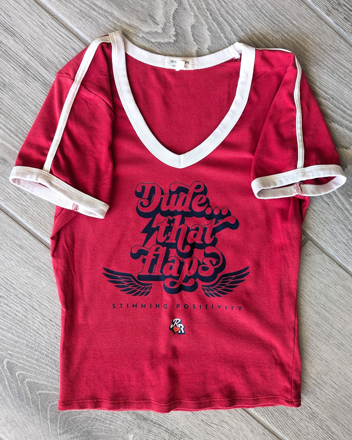 Dude, That Flaps - Stimming Positivity - Women's Baby Tee M - Repurposed Rebels
