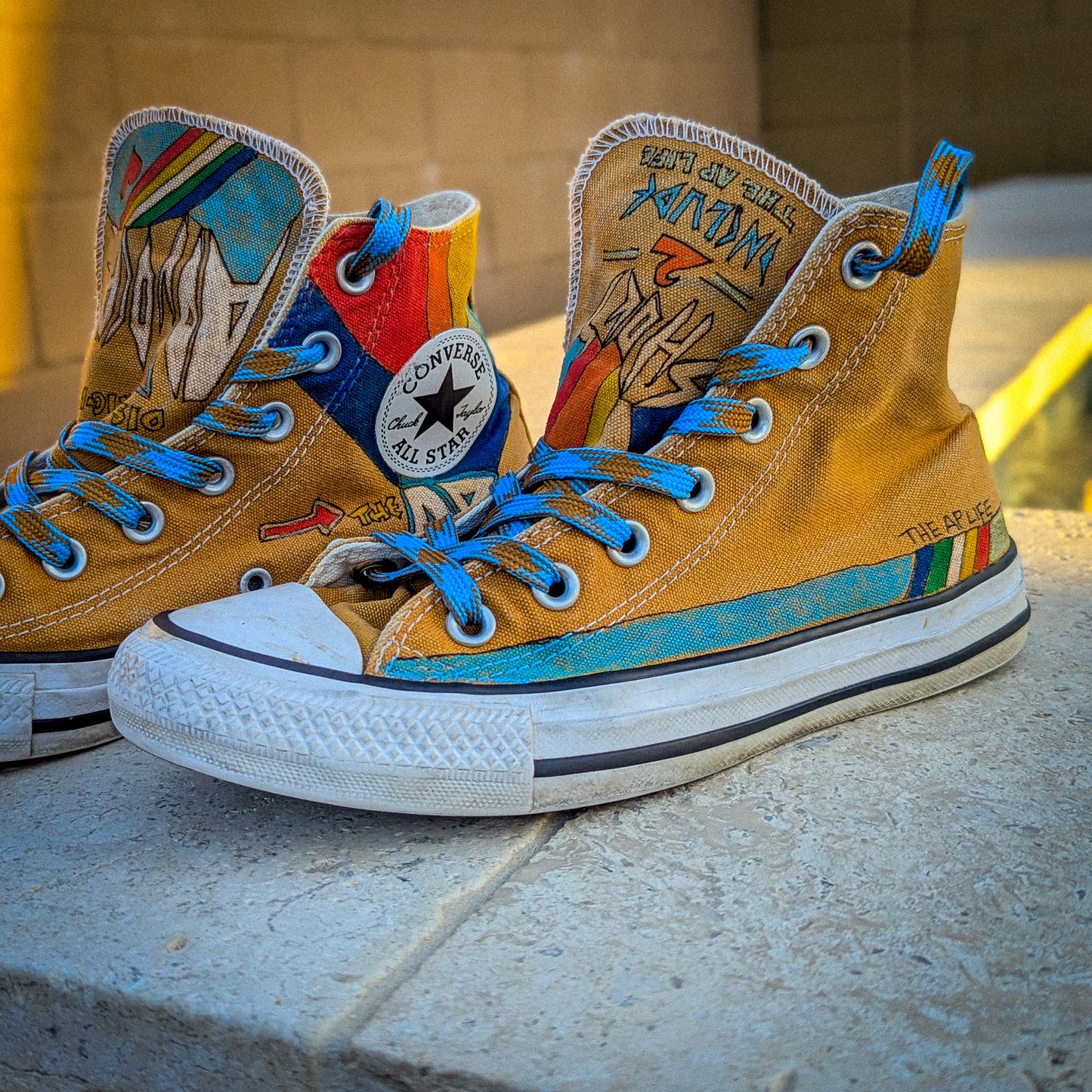 Advocate - Disability Rights - Mustard Brown ADVOKICKS (M5/W7) - Repurposed Hand-Painted Shoes