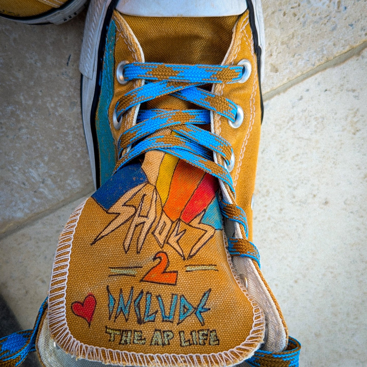 Advocate - Disability Rights - Mustard Brown ADVOKICKS (M5/W7) - Repurposed Hand-Painted Shoes