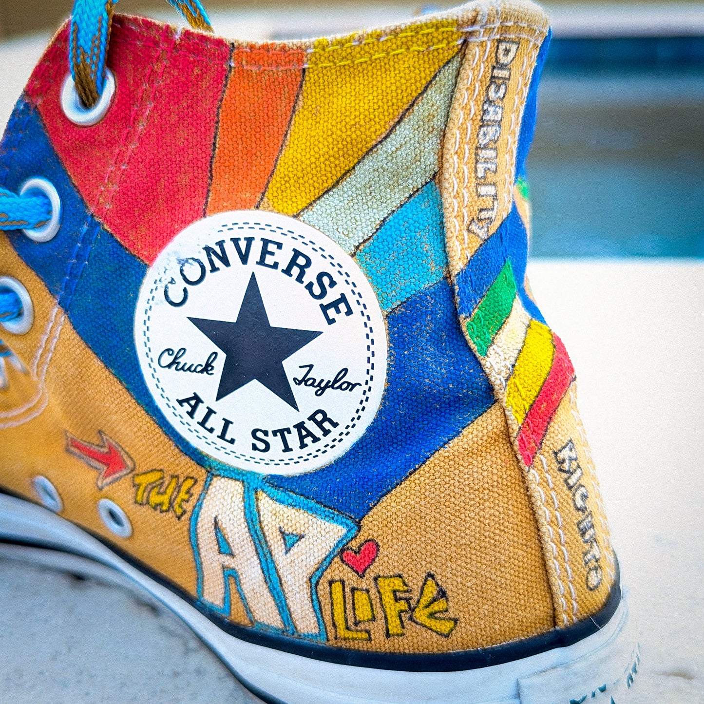 Advocate - Disability Rights - Mustard Brown ADVOKICKS (M5/W7) - Repurposed Hand-Painted Shoes