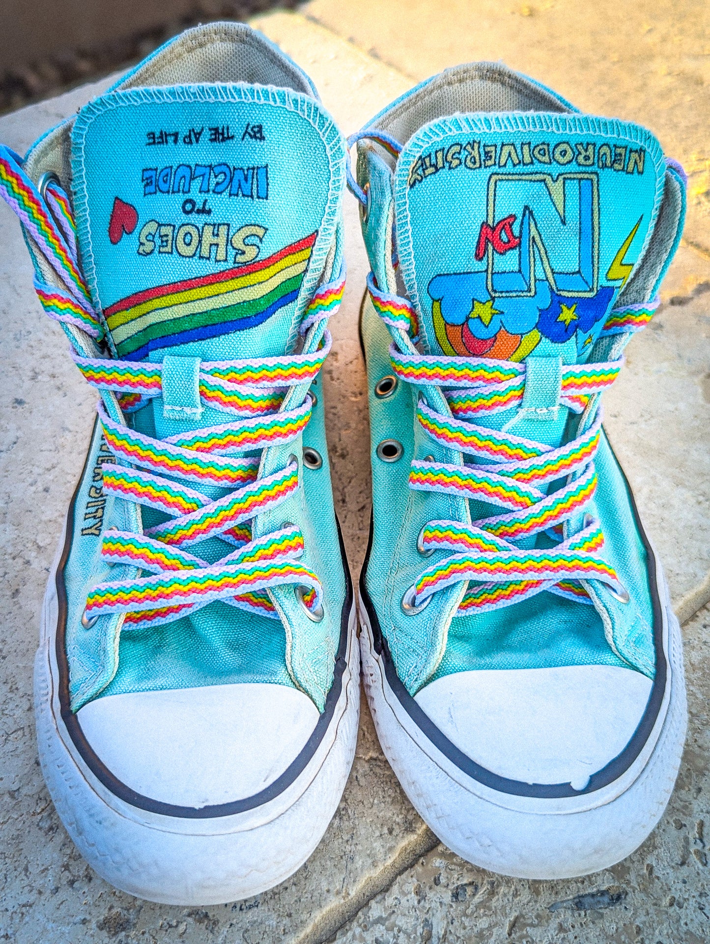 NDV - Neurodiversity - Aqua Blue ADVOKICKS (W7) - Repurposed Hand-Painted Shoes