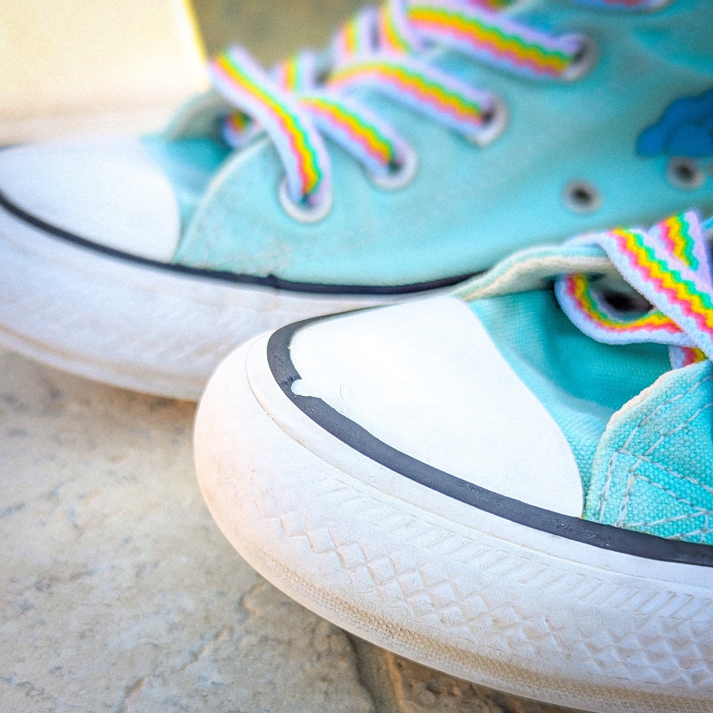 NDV - Neurodiversity - Aqua Blue ADVOKICKS (W7) - Repurposed Hand-Painted Shoes