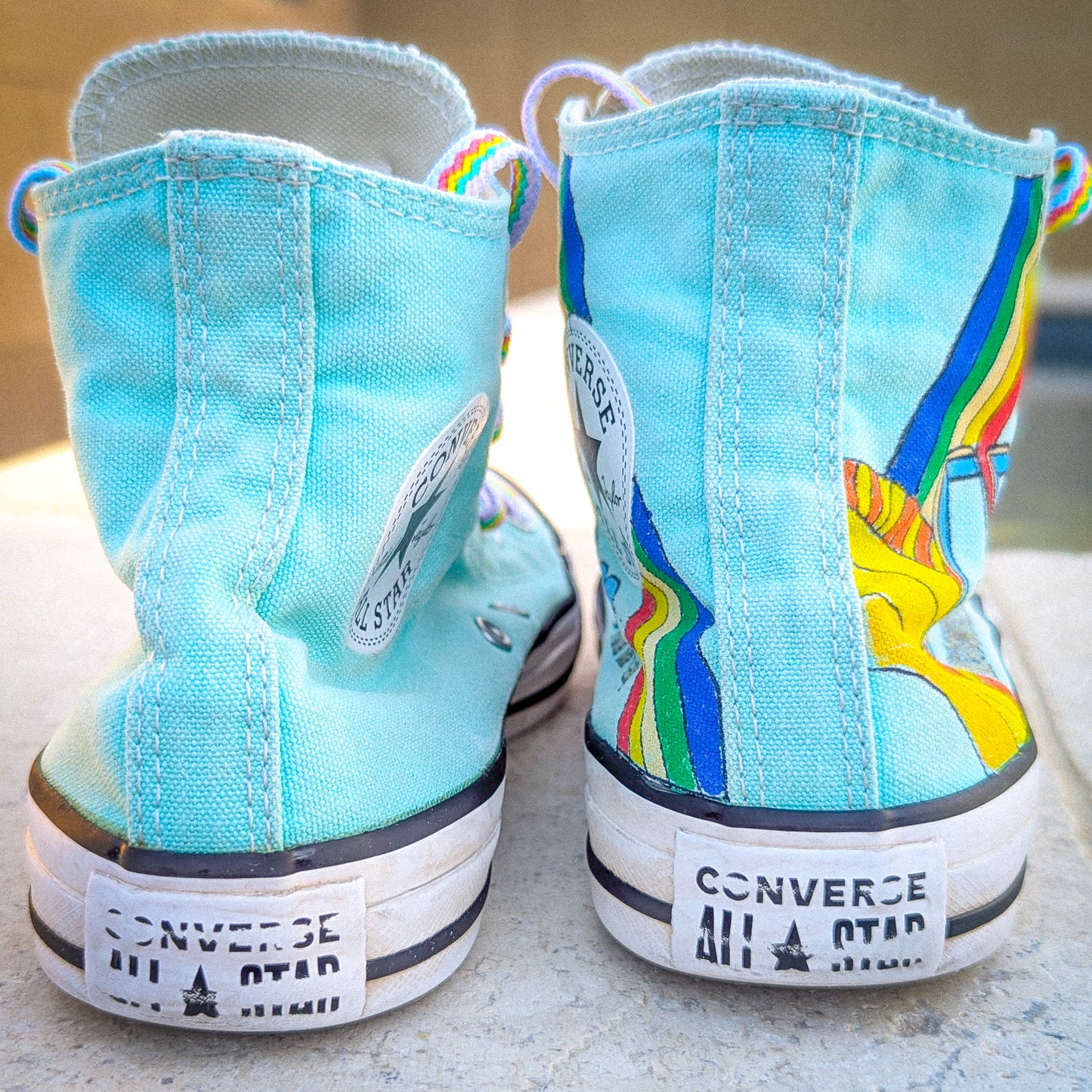 NDV - Neurodiversity - Aqua Blue ADVOKICKS (W7) - Repurposed Hand-Painted Shoes