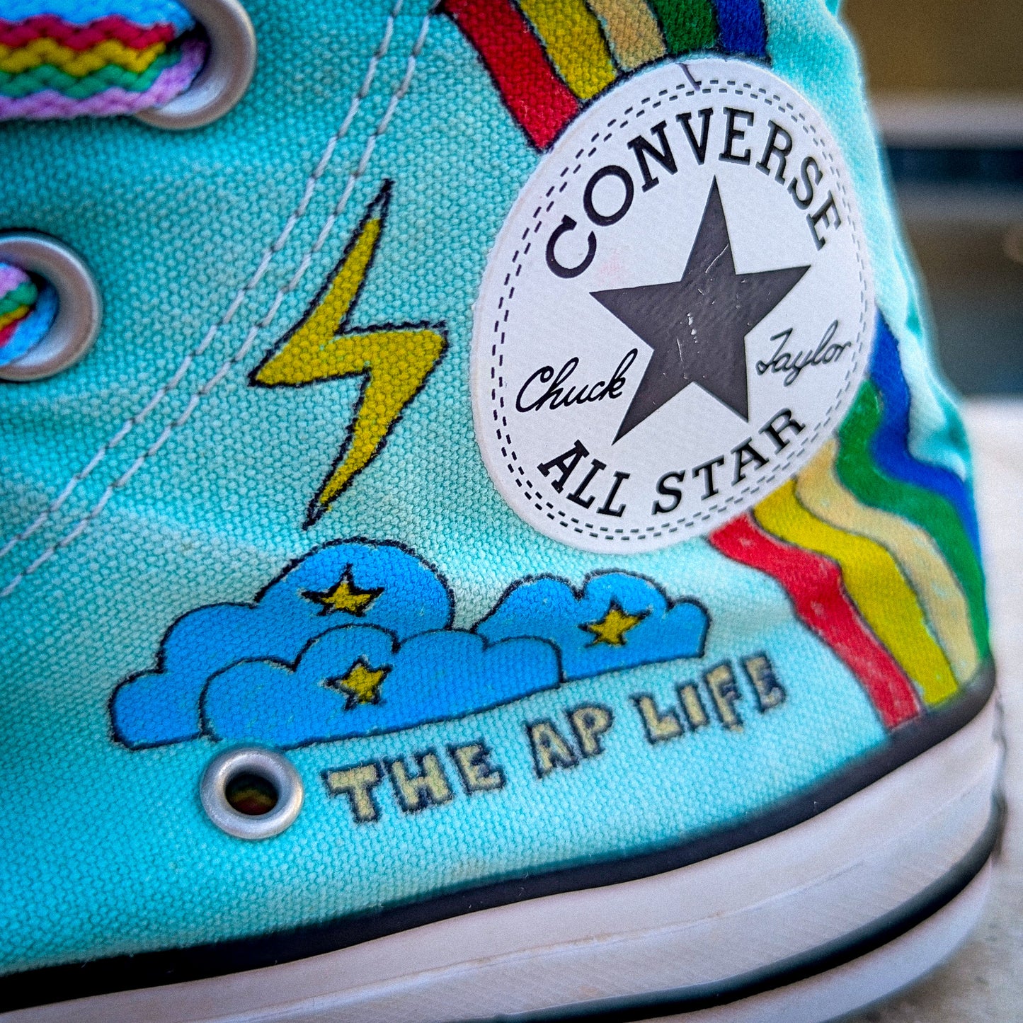 NDV - Neurodiversity - Aqua Blue ADVOKICKS (W7) - Repurposed Hand-Painted Shoes