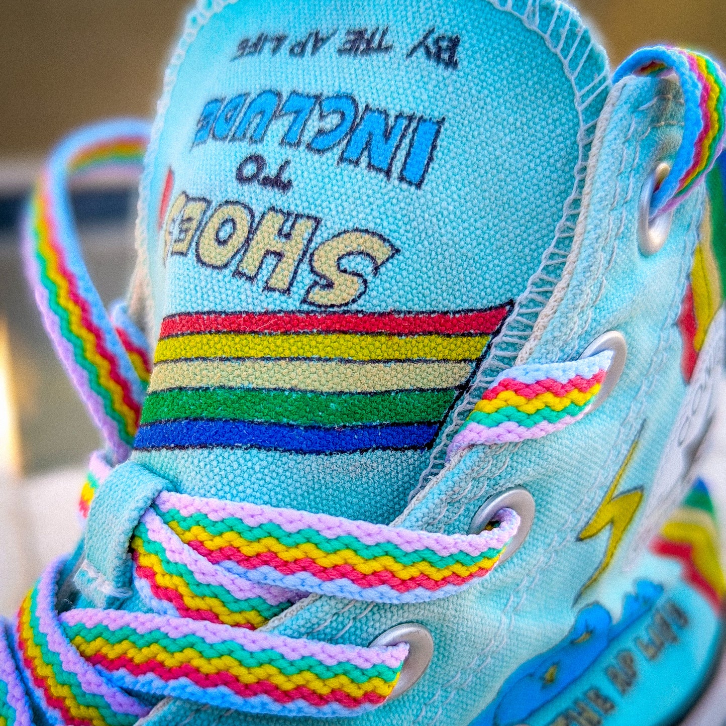 NDV - Neurodiversity - Aqua Blue ADVOKICKS (W7) - Repurposed Hand-Painted Shoes