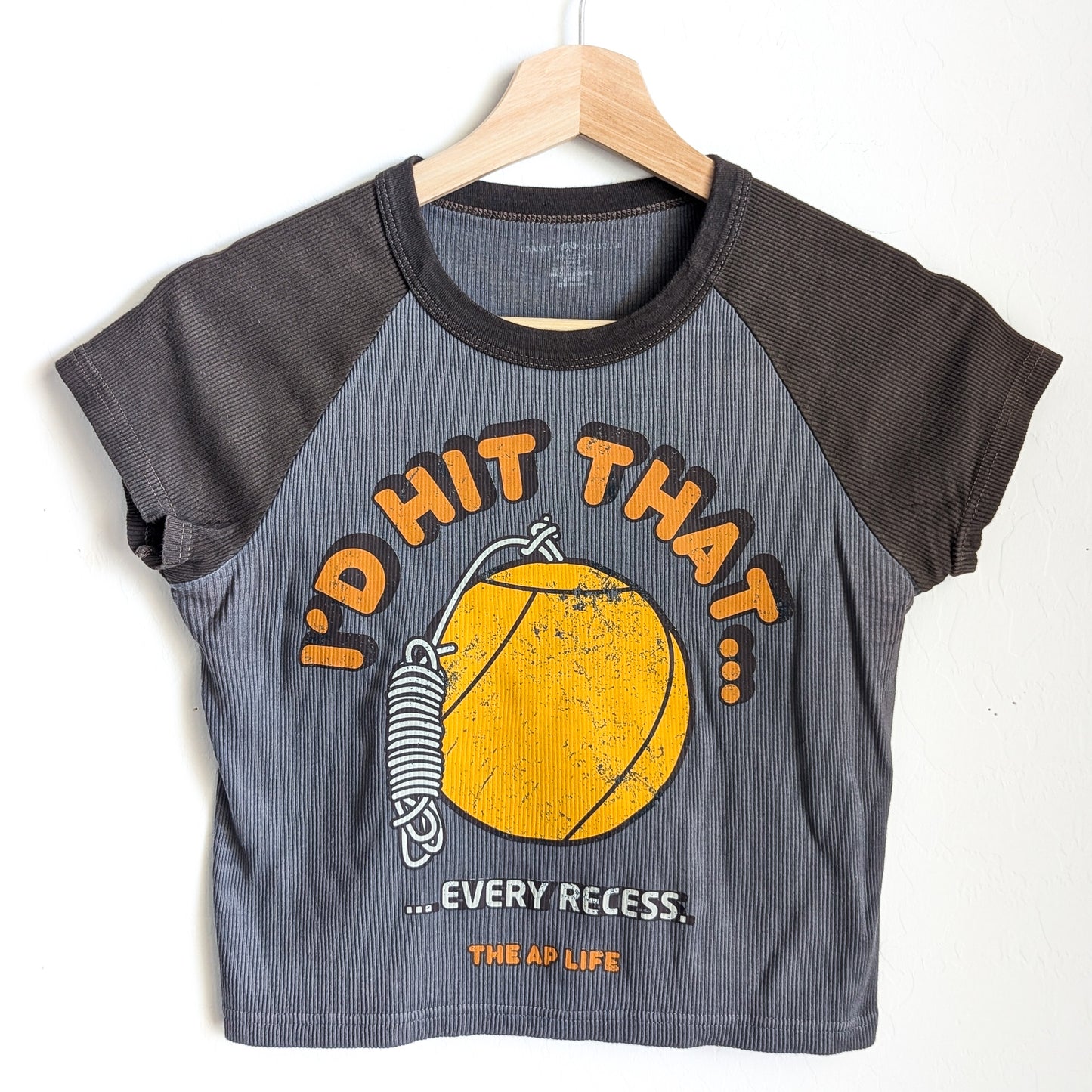I'd Hit That Every Recess - Women's Cropped Ribbed Baby Tee (S) - Repurposed Rebels