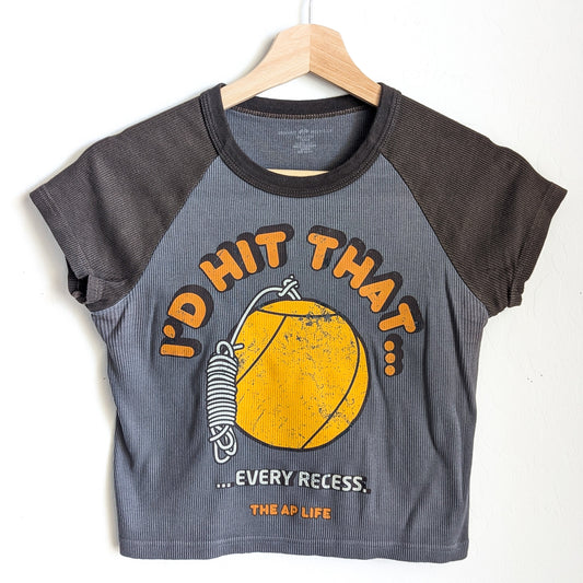 I'd Hit That Every Recess - Women's Cropped Ribbed Baby Tee (S) - Repurposed Rebels