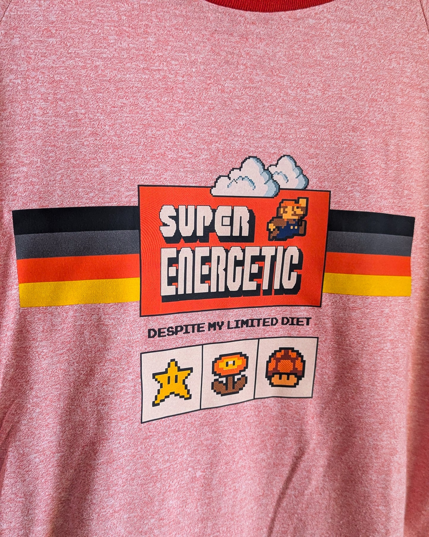 Super Energetic Despite My Limited Diet - Adult Unisex VTG Ringer Tee (XL) - Repurposed Rebels