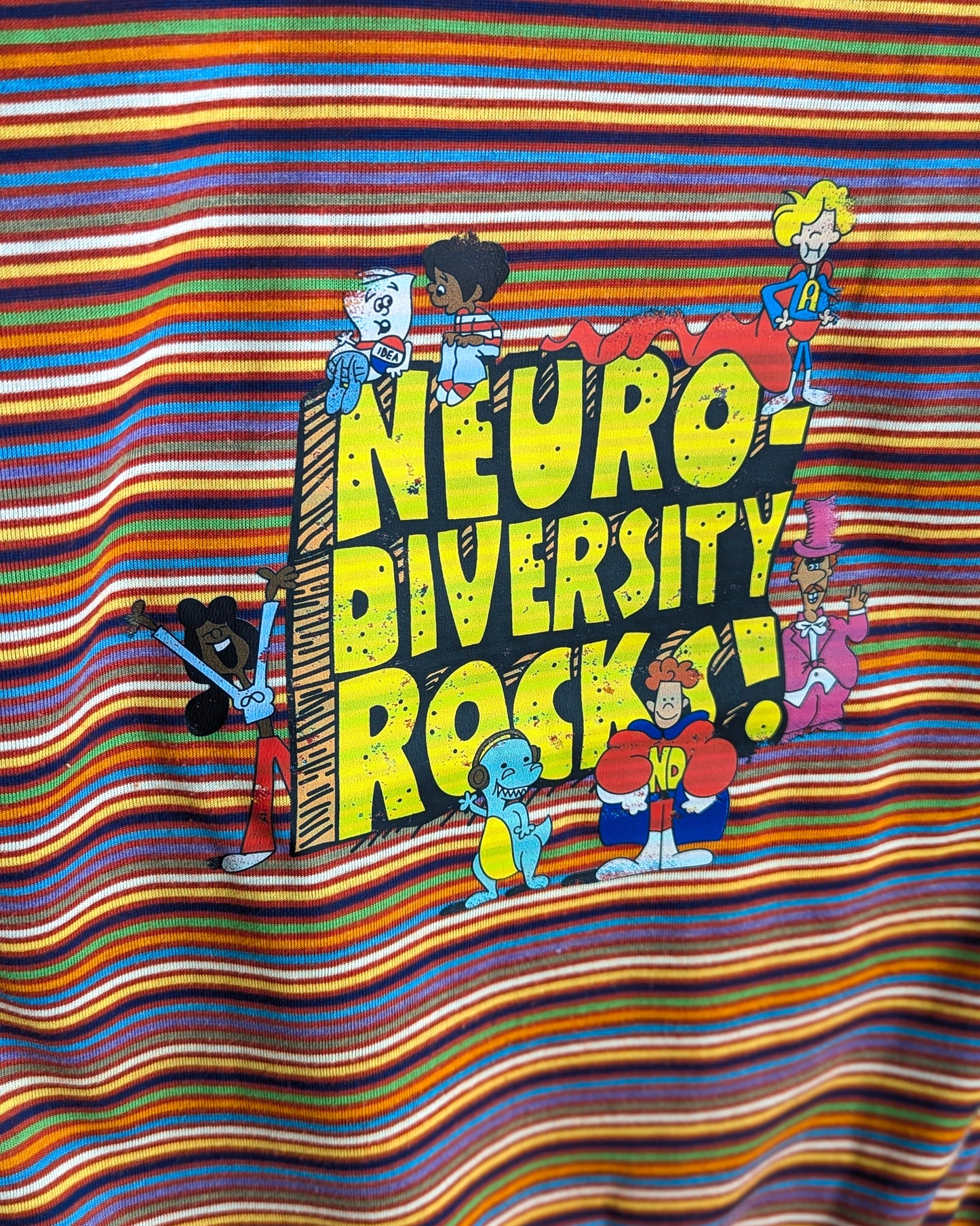 Neurodiversity Rocks - School House - Women's VTG Striped Top (M) - Repurposed Rebels