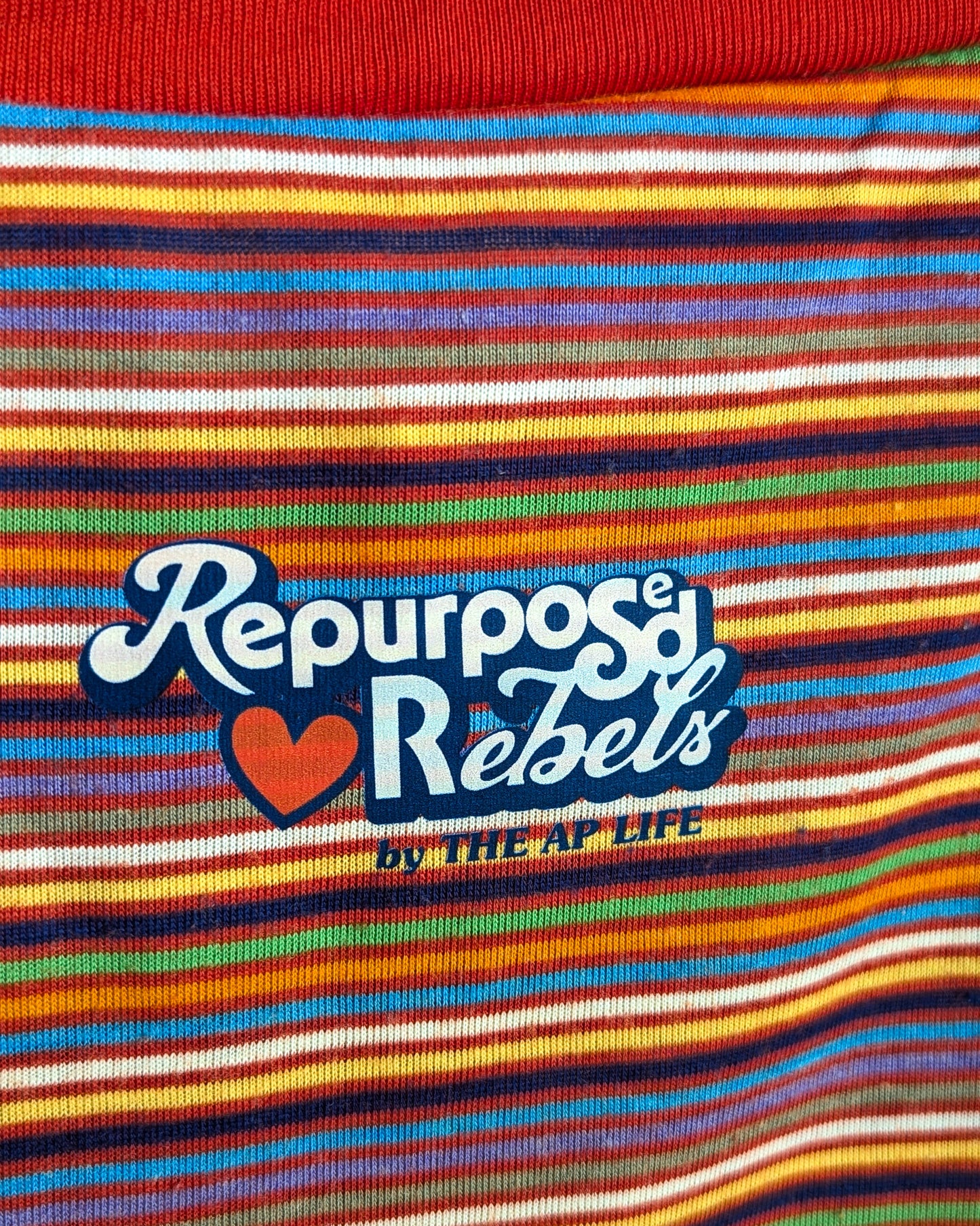 Neurodiversity Rocks - School House - Women's VTG Striped Top (M) - Repurposed Rebels