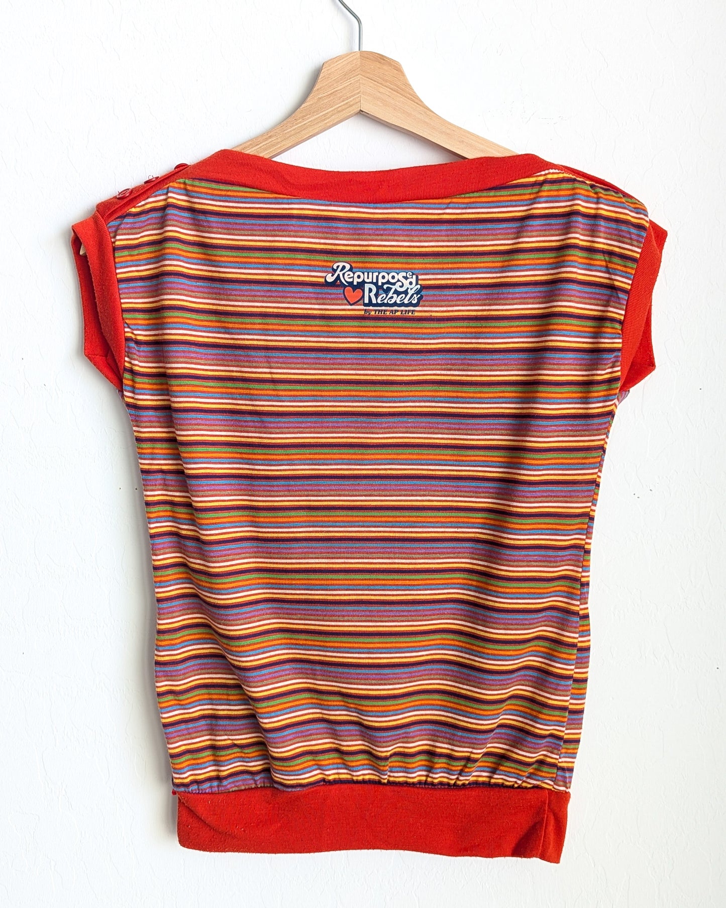 Neurodiversity Rocks - School House - Women's VTG Striped Top (M) - Repurposed Rebels