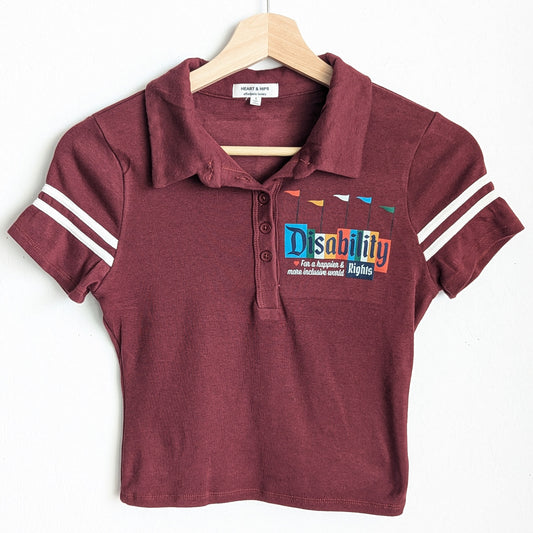 Disability Rights for a Happier & More Inclusive World - Women's Cropped Polo Baby Tee (S) - Repurposed Rebels
