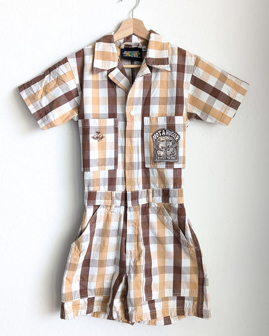 Not A Hugger - Respect the Vibe - Women's Plaid Jumpsuit/Romper XS/S - Repurposed Rebels