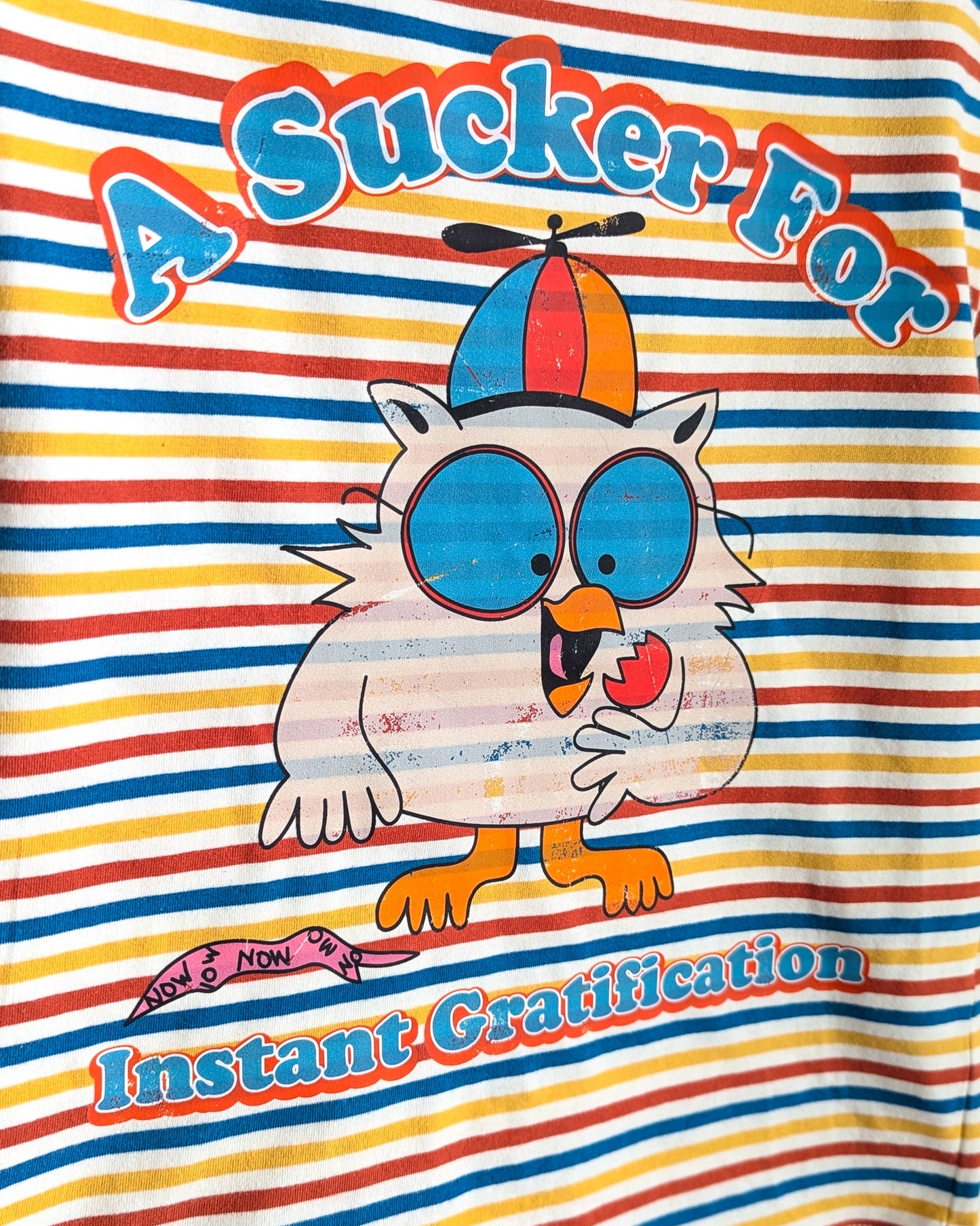 A Sucker for Instant Gratification - Women's Fitted Striped Ringer Tee (M) - Repurposed Rebels