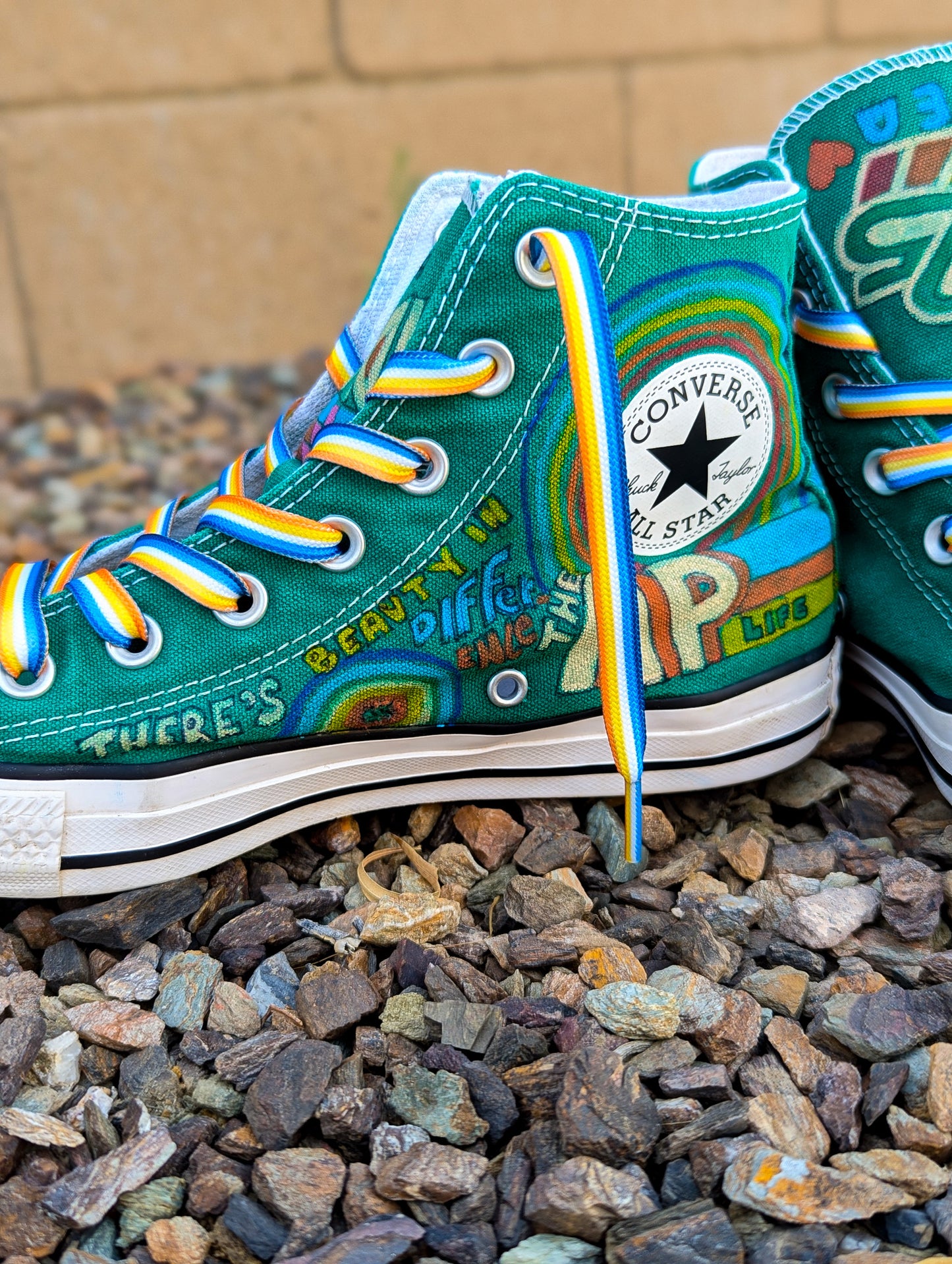 1975 IDEA - Individuals with Disabilities Education Act - Green ADVOKICKS (M6/W8) - Repurposed Hand-Painted Shoes