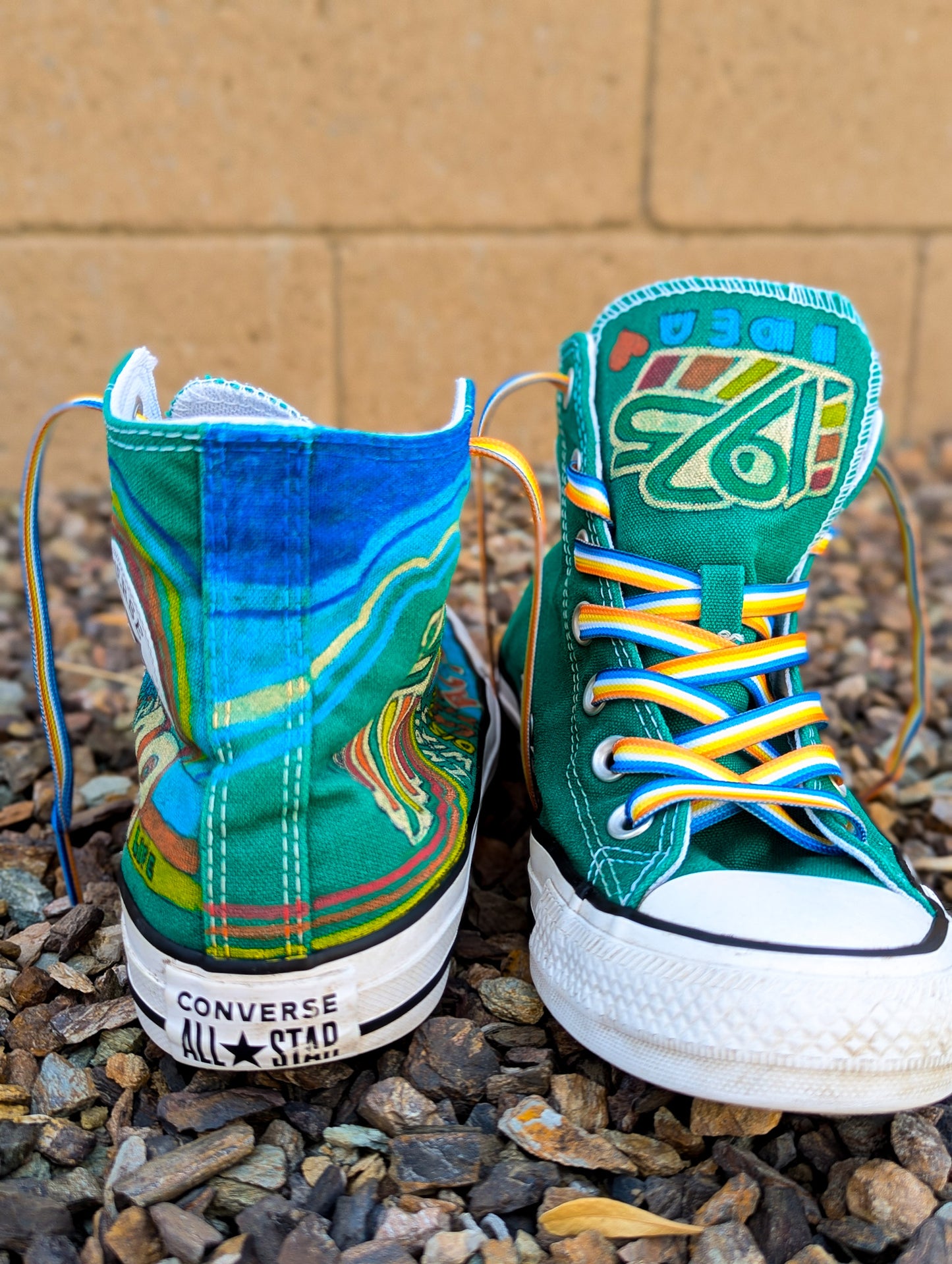 1975 IDEA - Individuals with Disabilities Education Act - Green ADVOKICKS (M6/W8) - Repurposed Hand-Painted Shoes